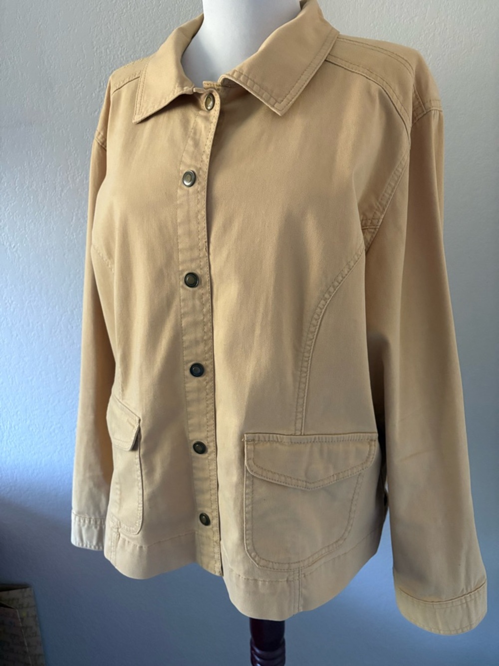 Chicos western soft cotton blend light tan embroidered detail jacket size 3 - Picture 3 of 8
